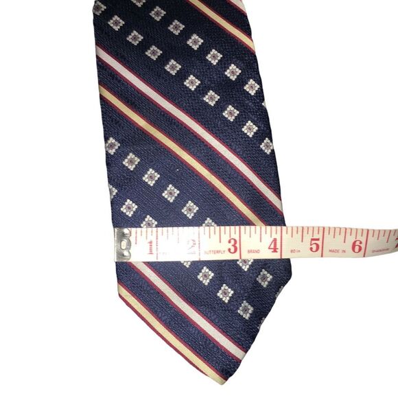 Vintage Gino Pompeii Italian Handmade Tie Wide Blue Red 1970s - Picture 4 of 7